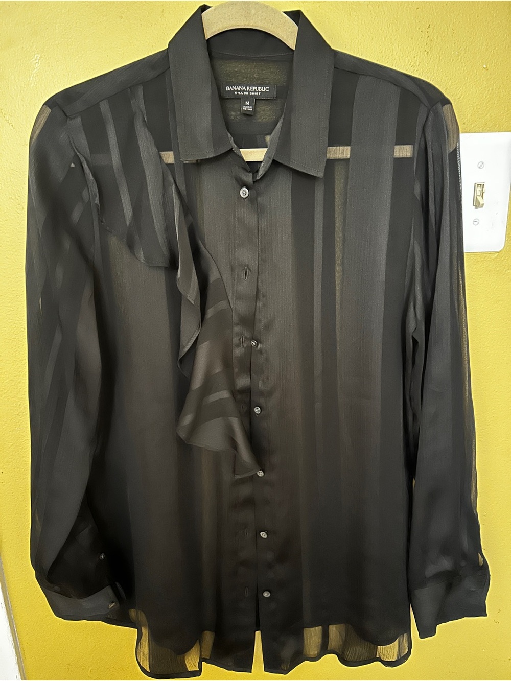 Banana Republic Black Sheer Button-Up Shirt